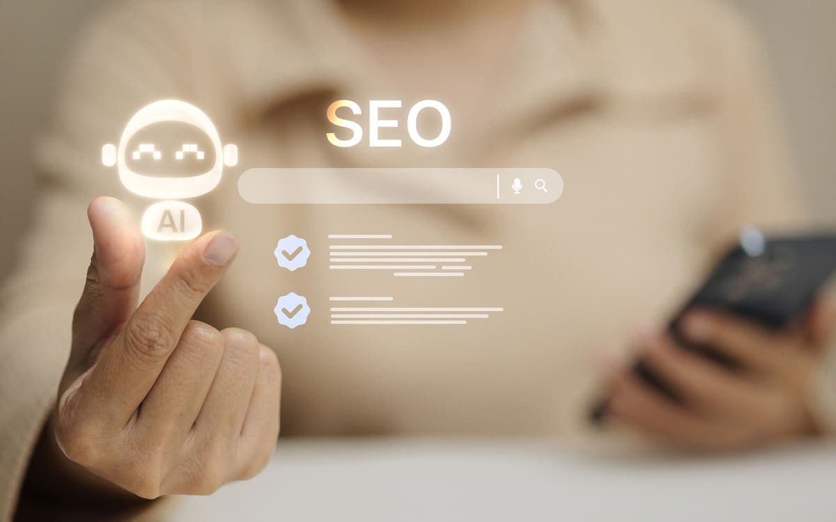 Person using an AI-powered search interface to improve SEO rankings